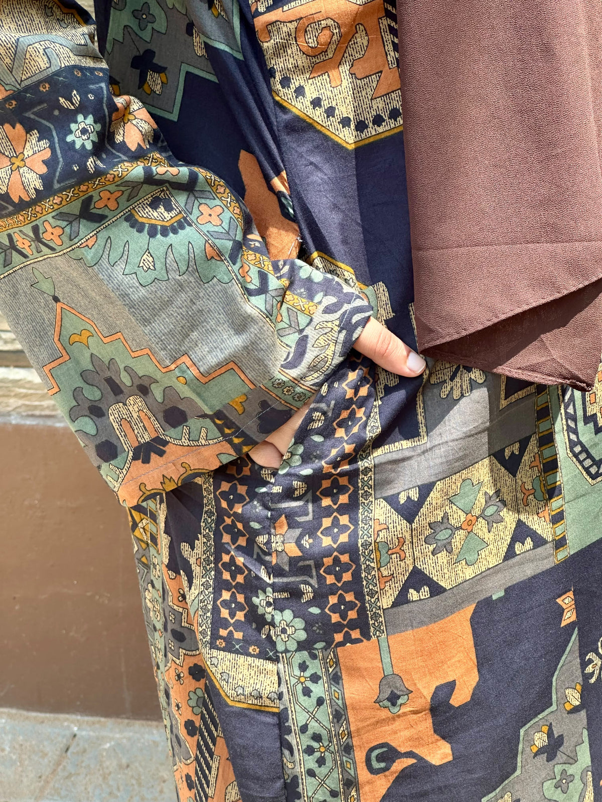 Navy Blue Rug Print Kurti (Long)