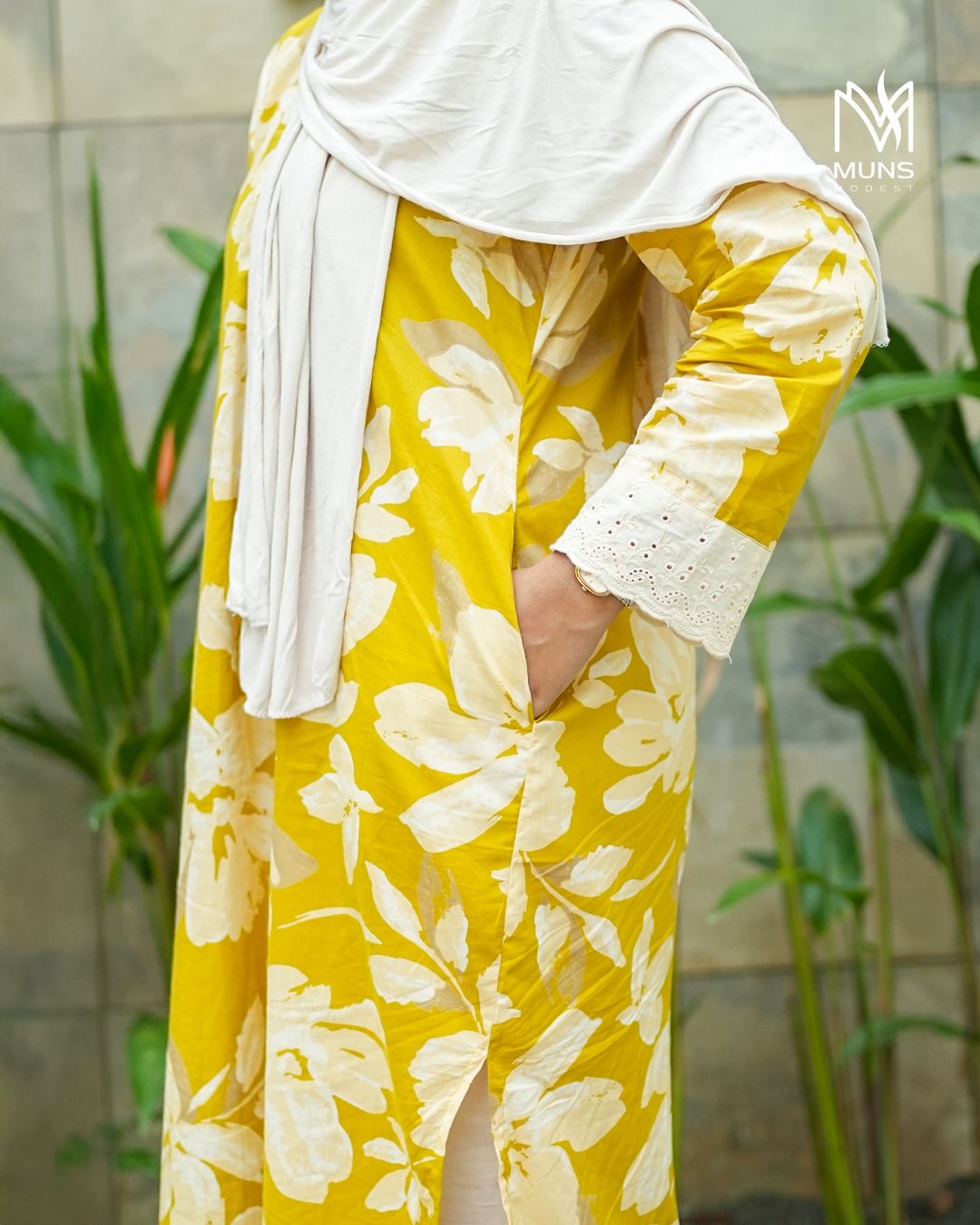 Golden Petal Modest Kurti