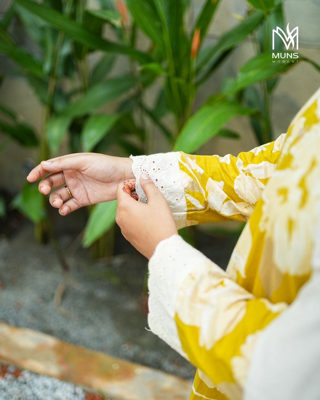 Golden Petal Modest Kurti